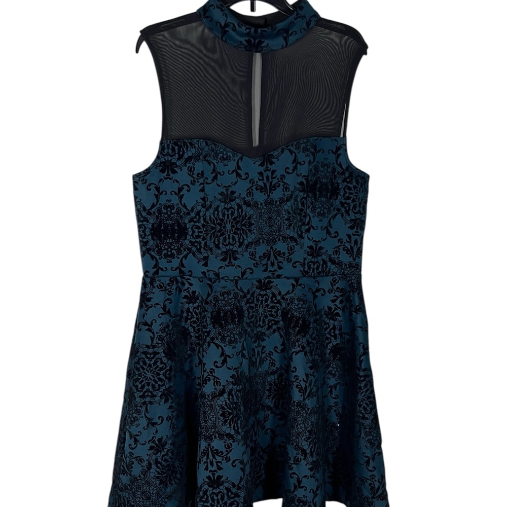 Trixxi Fit and Flair Blue Green Sleeveless Dress Size XL